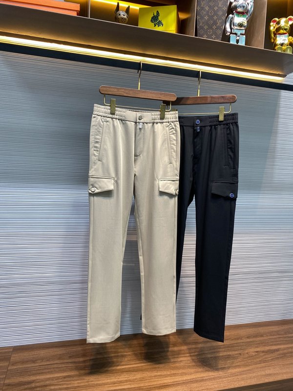 Kiton 가을 겨울 사선 면 스트레이트 캐주얼 팬츠 001-173968