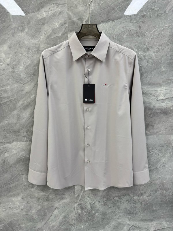 Kiton 남성 비즈니스 캐주얼 면 셔츠 001-173970