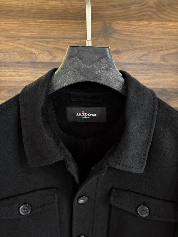 Kiton 울 캐시미어 혼방 남성 셔츠 재킷 001-173983