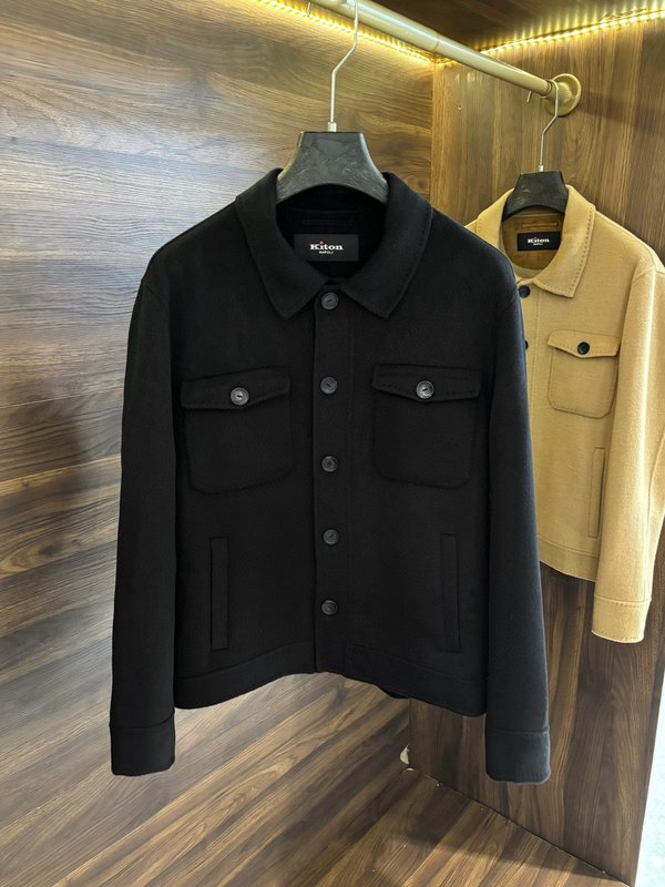 Kiton 울 캐시미어 혼방 남성 셔츠 재킷 001-173983