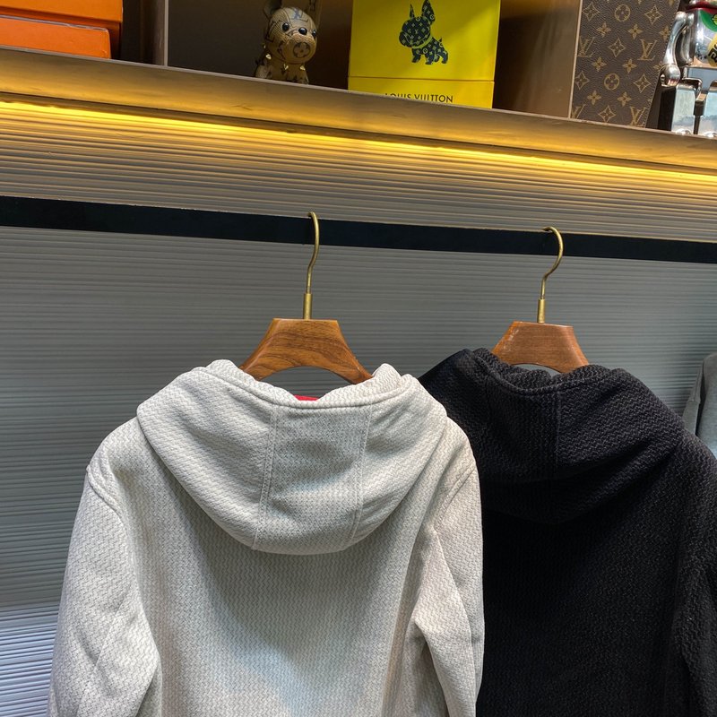 Kiton 가을 겨울 웨이브 텍스처 울 후드 자켓 001-174039