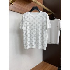 루이비통 남성 심플 라운드 니트 반팔 티셔츠 001-174078