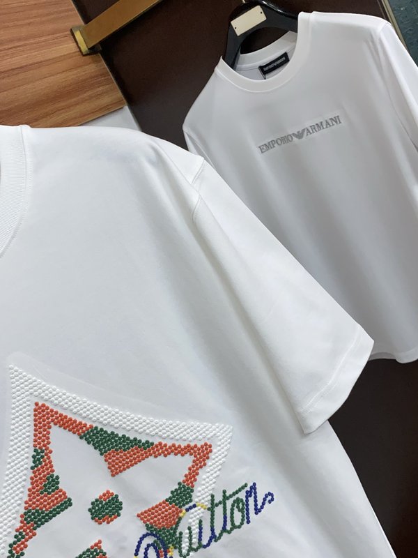 루이비통 남성 순면 라운드넥 반팔 티셔츠 001-174099