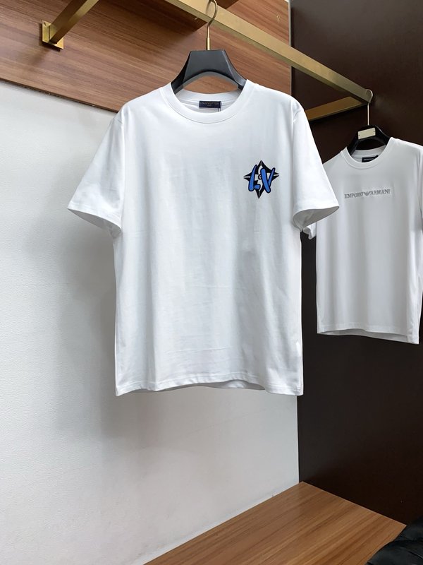 루이비통 남성 순면 라운드넥 반팔 티셔츠 001-174113