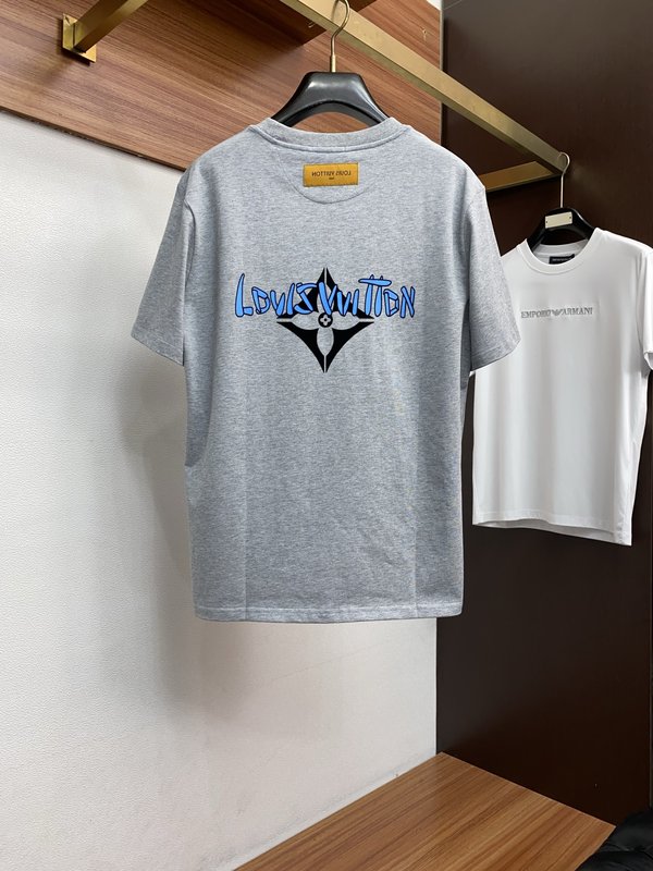 루이비통 남성 면 라운드넥 반팔 티셔츠 001-174114