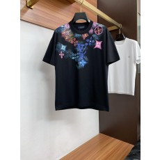 루이비통 남성 순면 라운드넥 반팔 티셔츠 001-174132