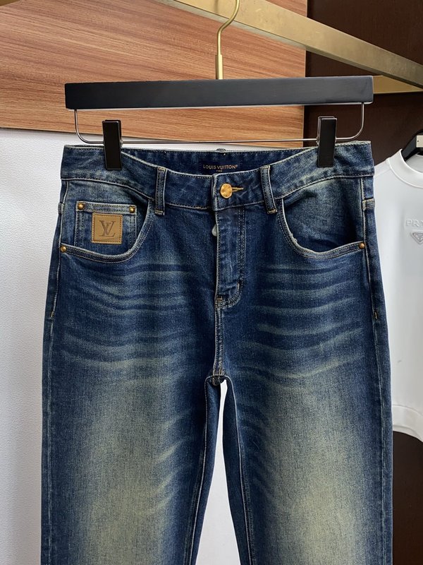 루이비통 남성 슬림 스트레이트 데님 팬츠 001-174177