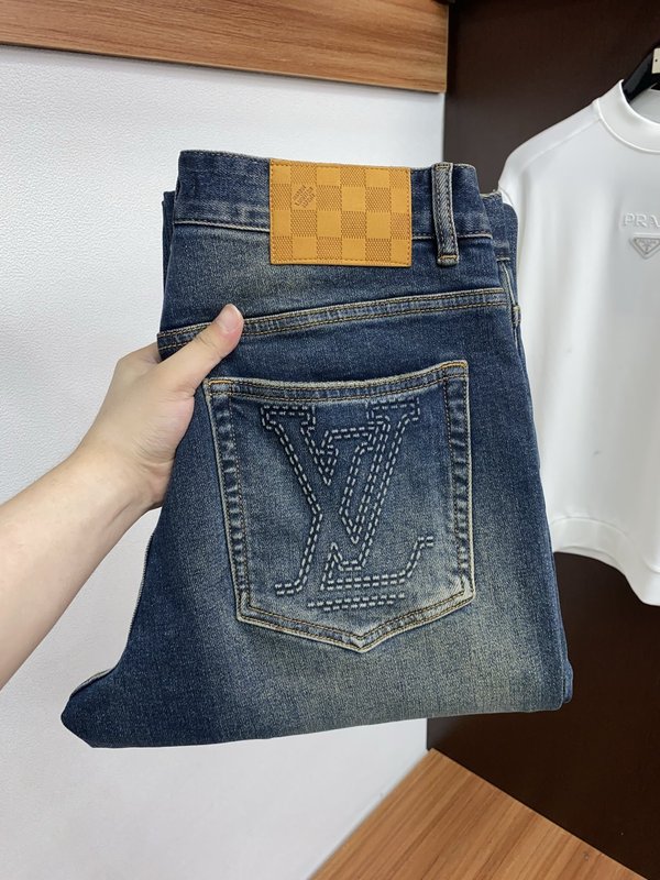 루이비통 남성 슬림 스트레이트 데님 팬츠 001-174177