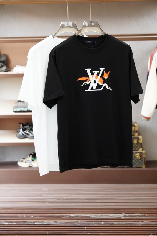 루이비통 남성 순면 라운드넥 반팔 티셔츠 001-174224