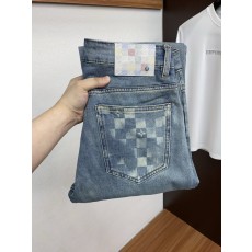 루이비통 남성 슬림핏 워싱 데님 캐주얼 팬츠 001-174246