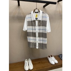 루이비통 자카드 체크 반팔 셔츠 001-174262