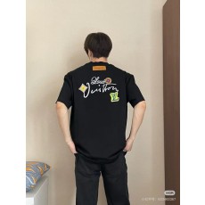 루이비통 크리에이티브 자수 라운드넥 반팔 티셔츠 001-174385