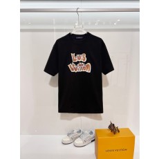 루이비통 순면 라운드넥 컬러블록 로고 티셔츠 001-174434