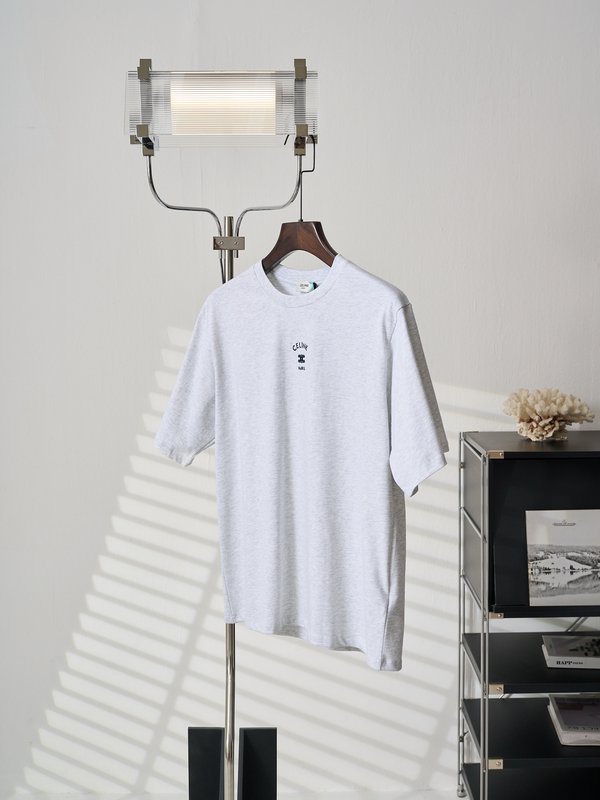 셀린 남성용 흰색 반팔 티셔츠 001-174648