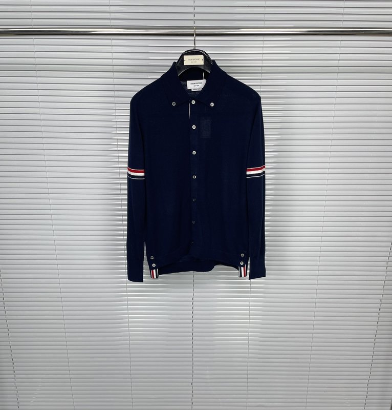 톰브라운 더블 스트라이프 칼라 니트 가디건 001-174697