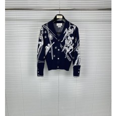 톰브라운 칼라 포인트 자카드 V 니트 가디건 001-174823