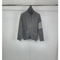톰브라운 회색 케이블 니트 카라 울 가디건 001-174941