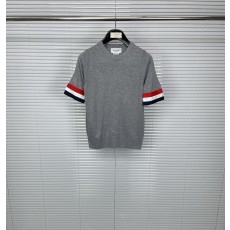 톰브라운 레드 화이트 블루 스트라이프 니트 반팔 001-174956