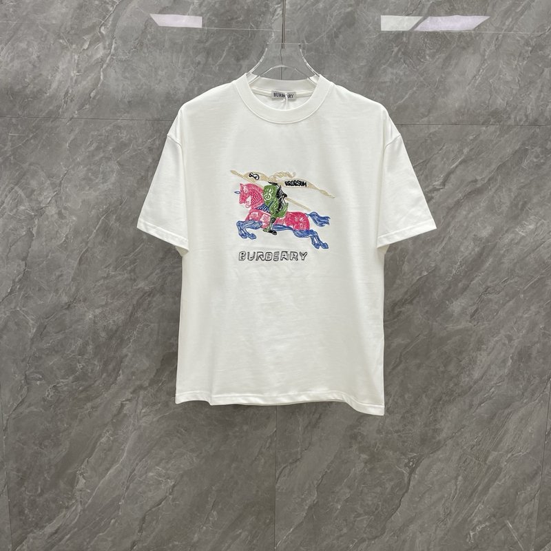 버버리 자수 레터 커플 반팔 티셔츠 001-175095