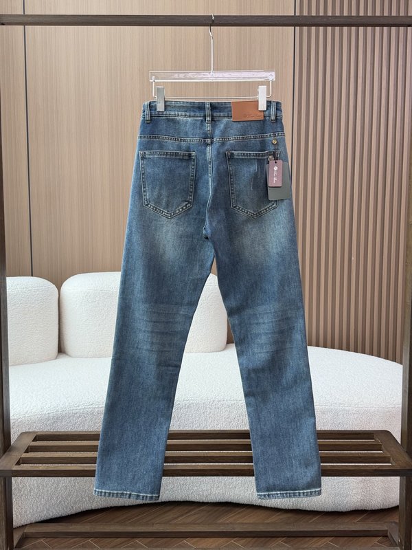 로로피아나 남성 워싱 블루 슬림 스트레이트 데님 팬츠 001-175239