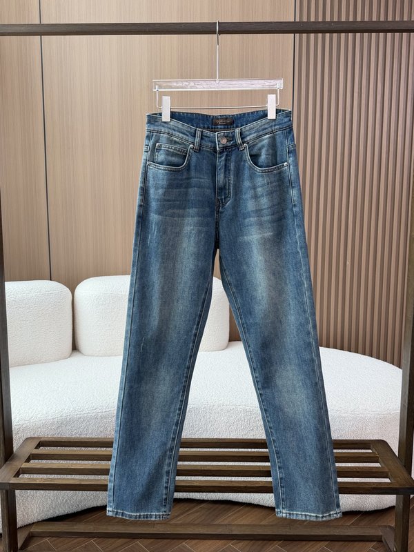 로로피아나 남성 워싱 블루 슬림 스트레이트 데님 팬츠 001-175239