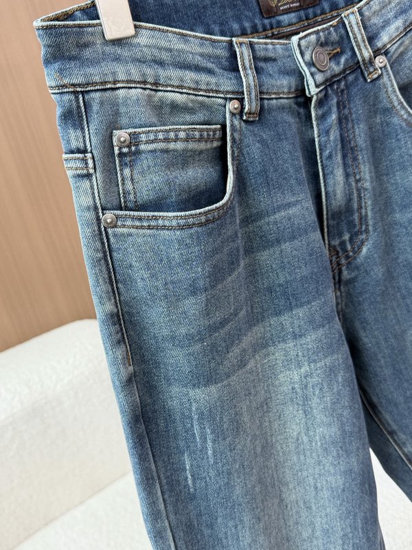로로피아나 남성 워싱 블루 슬림 스트레이트 데님 팬츠 001-175239
