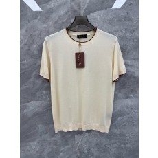 로로피아나 아세테이트 실크 니트 반팔 티셔츠 001-175355