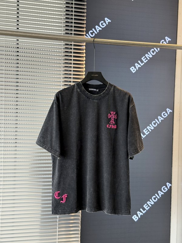 크롬하츠 크로스 패치 자수 여름 반팔 티셔츠 001-176029
