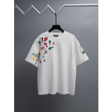 크롬하츠 중공 자수 순면 반팔 티셔츠 001-176046