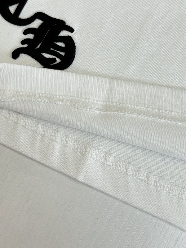 크롬하츠十字 가죽 패치 컬러블록 반팔 티셔츠 001-176087