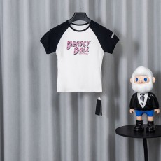 크롬하츠 여성용 화이트 블랙 프린트 티셔츠 001-176149