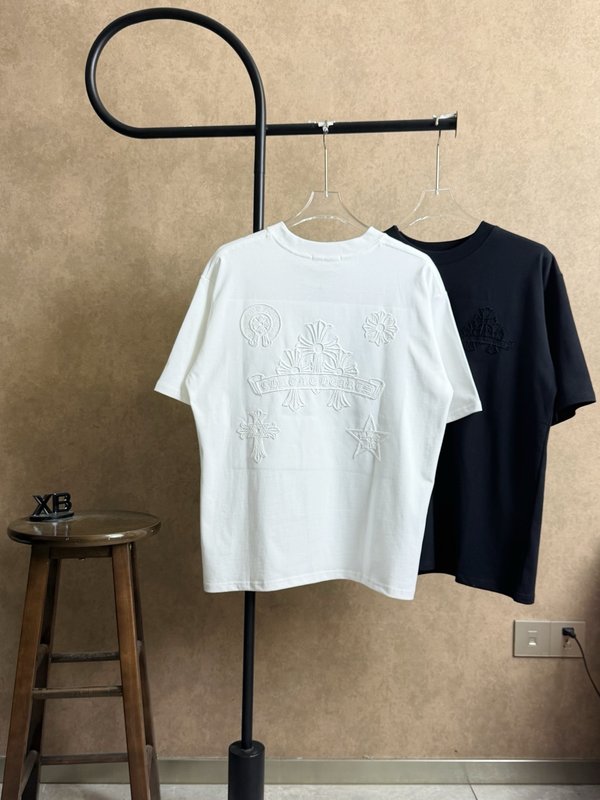 크롬하츠 홀로우 크로스 자수 라운드넥 반팔 티셔츠 001-176172