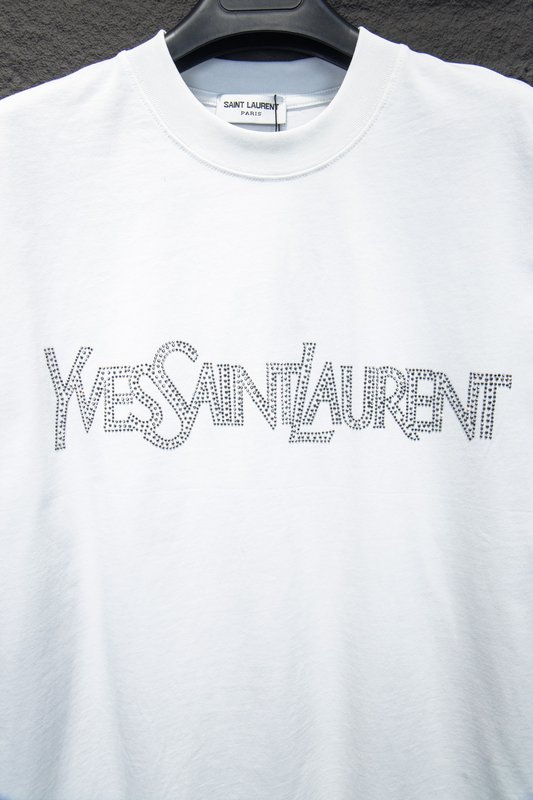 YSL 라인스톤 로고 프린트 오버사이즈 티셔츠 001-176187
