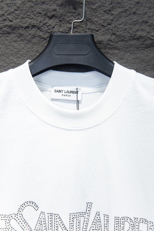 YSL 라인스톤 로고 프린트 오버사이즈 티셔츠 001-176187