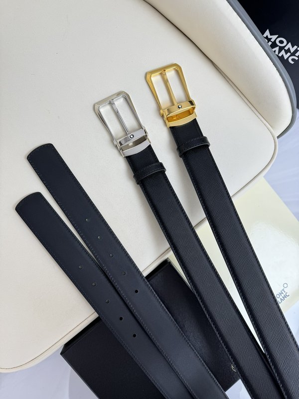 몽블랑 3.5cm 소 가죽 핀 버클 비즈니스 벨트 001-176242