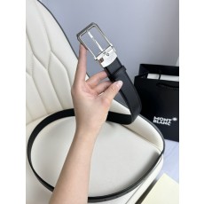 몽블랑 3.5cm 폭 소 가죽 핀 버클 벨트 001-176243