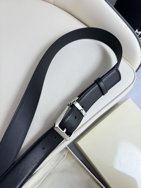 몽블랑 3.5cm 폭 소 가죽 핀 버클 벨트 001-176243