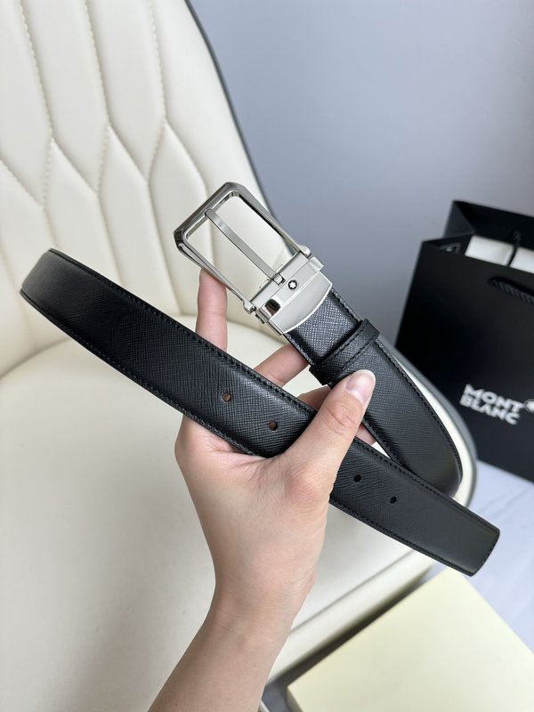 몽블랑 3.5cm 폭 소 가죽 핀 버클 벨트 001-176243