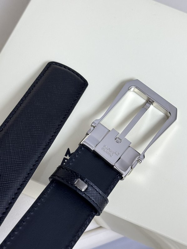 몽블랑 3.5cm 폭 소 가죽 핀 버클 벨트 001-176243