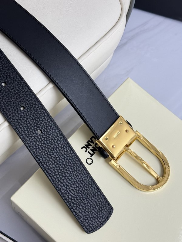 몽블랑 3.5cm 폭 천연 소 가죽 핀 버클 벨트 001-176252