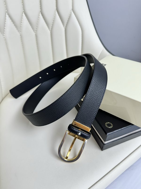 몽블랑 3.5cm 폭 천연 소 가죽 핀 버클 벨트 001-176252