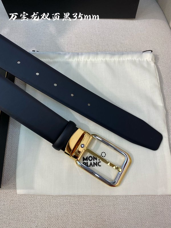 몽블랑 3.5cm 폭 소 가죽 핀 버클 비즈니스 벨트 001-176258