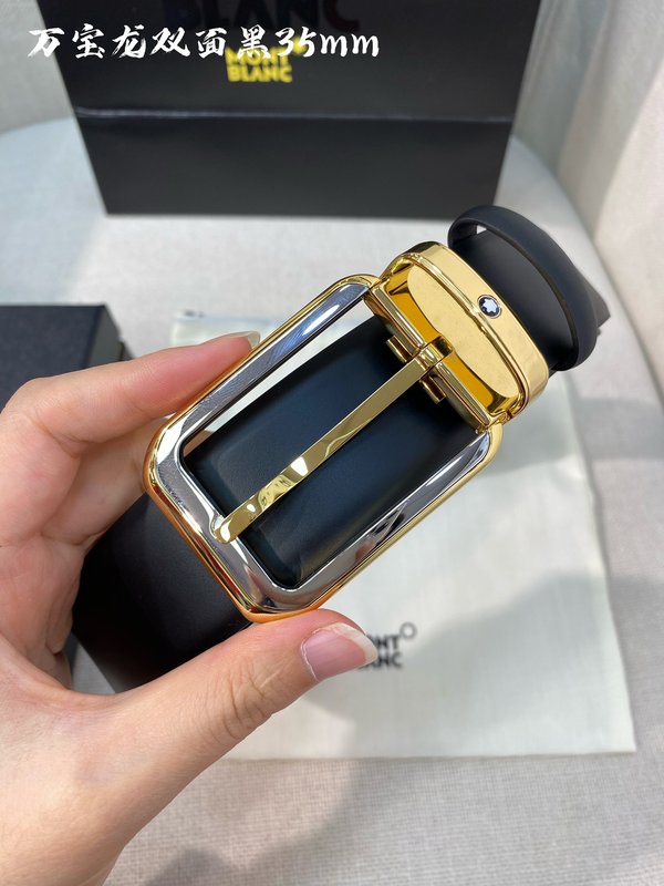 몽블랑 3.5cm 폭 소 가죽 핀 버클 비즈니스 벨트 001-176258