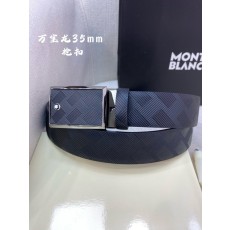 몽블랑 3.5cm 첫층 소가죽 핀 버클 비즈니스 벨트 001-176259