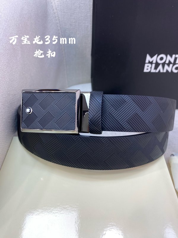 몽블랑 3.5cm 첫층 소가죽 핀 버클 비즈니스 벨트 001-176259