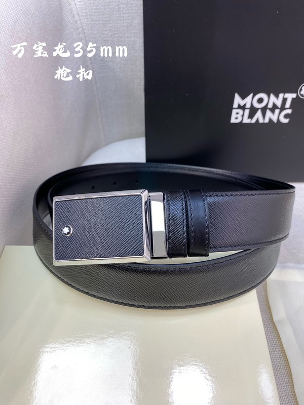 몽블랑 3.5cm 천연 소 가죽 핀 버클 비즈니스 벨트 001-176261