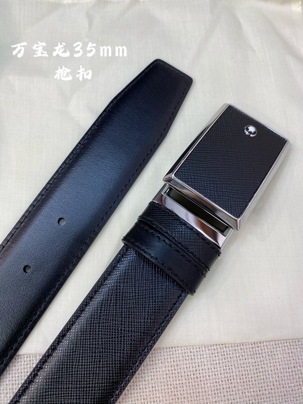 몽블랑 3.5cm 천연 소 가죽 핀 버클 비즈니스 벨트 001-176261