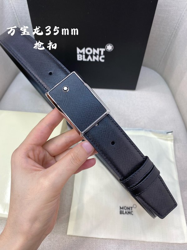 몽블랑 3.5cm 천연 소 가죽 핀 버클 비즈니스 벨트 001-176261