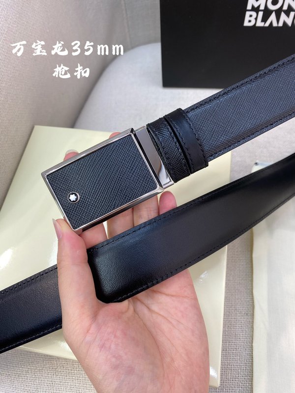 몽블랑 3.5cm 천연 소 가죽 핀 버클 비즈니스 벨트 001-176261