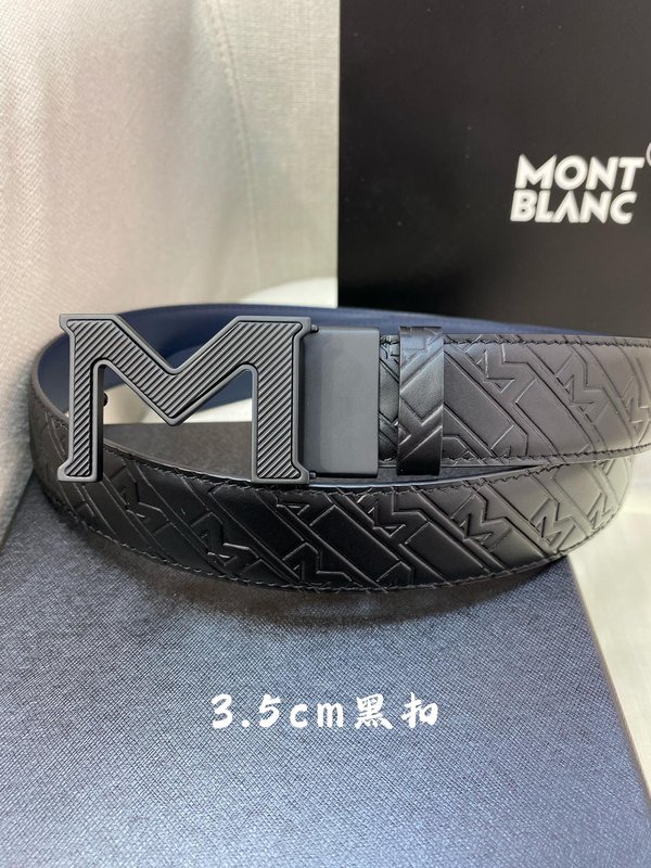몽블랑 3.5cm 폭 천연 소 가죽 핀 버클 벨트 001-176271